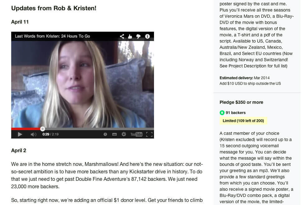 Kristen Bell raises $702,000 with a YouTube video