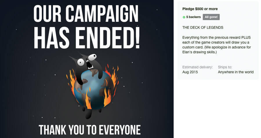 They didn’t say anything about the backers, however The Oatmeal is (in)famous to design his readers as monsters.