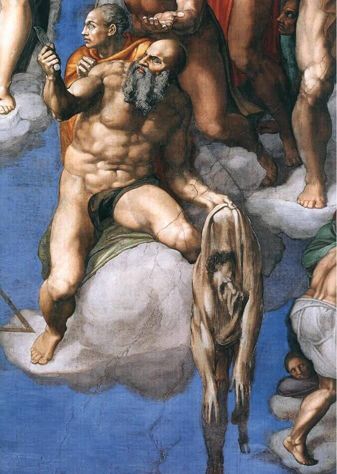 Michelangelo didn’t paint his face on the saint but on the tortured man